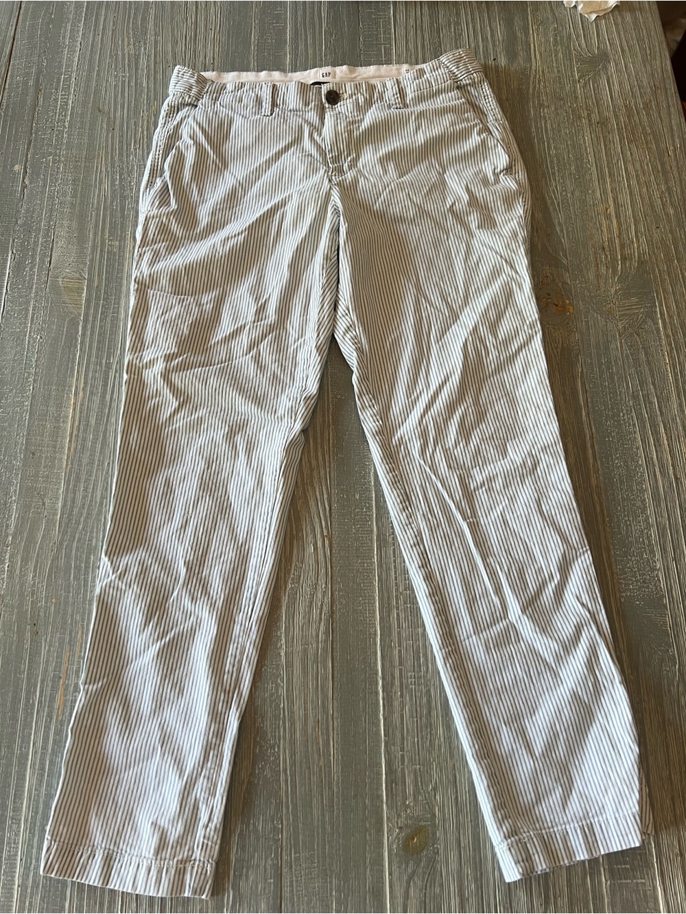 GAP women’s  Light Blue & White Pinstripe Chinos